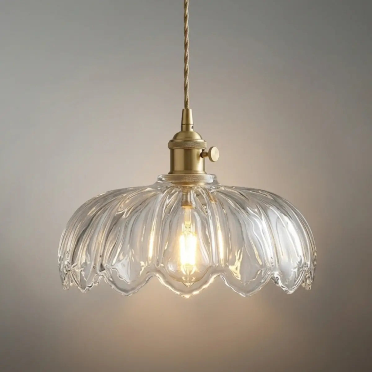 Pendant Light – Clear Blown Glass with Brass Finish for Bedroom
